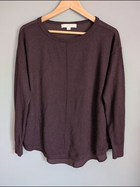 LOFT Crewneck Sweater in Deep Plum
